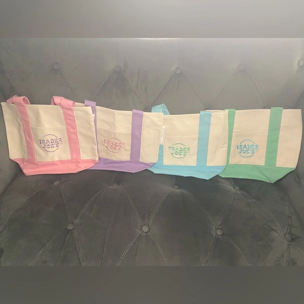 2026 *PINK* Trader Joe’s Mini Canvas Tote Bags in Pastel Colors